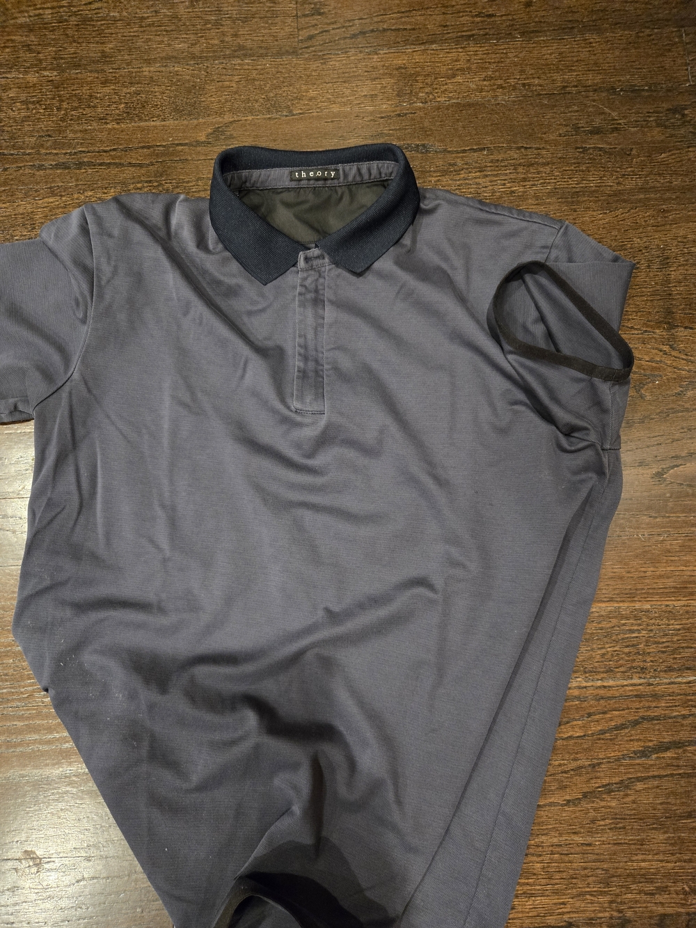 Theory Men’s Dark Navy Polo with Black Contrast Collar